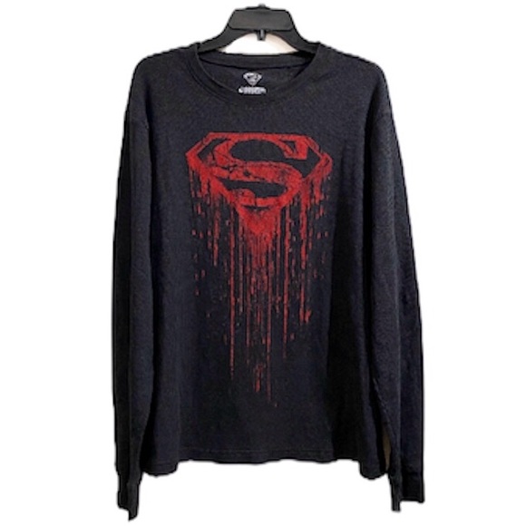 DC Comics Other - Superman Gray Ribbed Mens Long Sleeve Shirt XL
